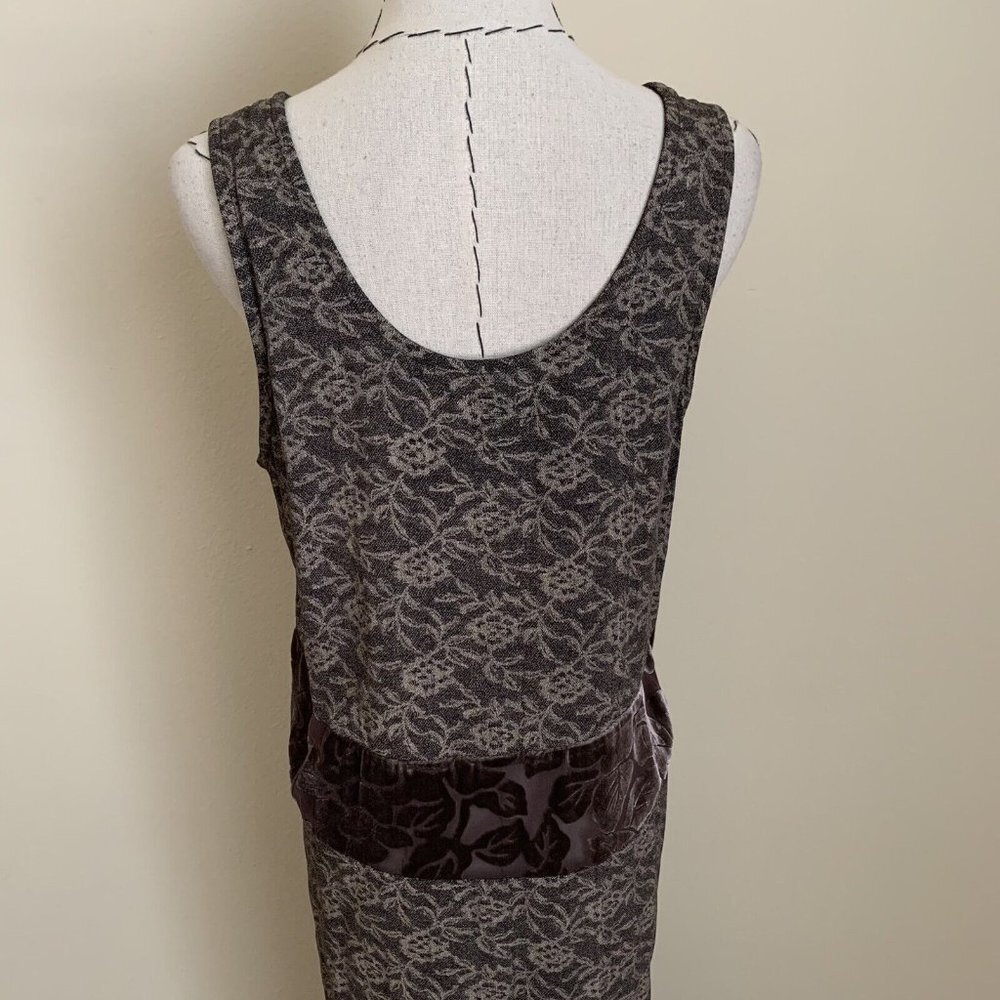 Citron Santa Monica Brown Rayon Silk Velvet Burnout Sleeveless Maxi Dress Sz M - Picture 6 of 9